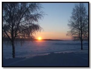 Februari soluppgång i Monässund.